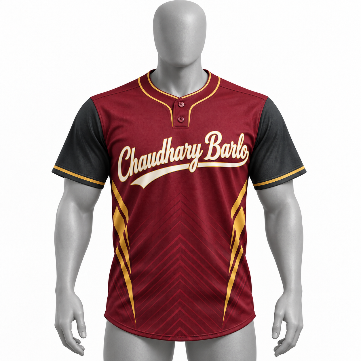 Custom Maroon & Gold Sublimated Two-Button Baseball Jersey – Chaudhary Barlo