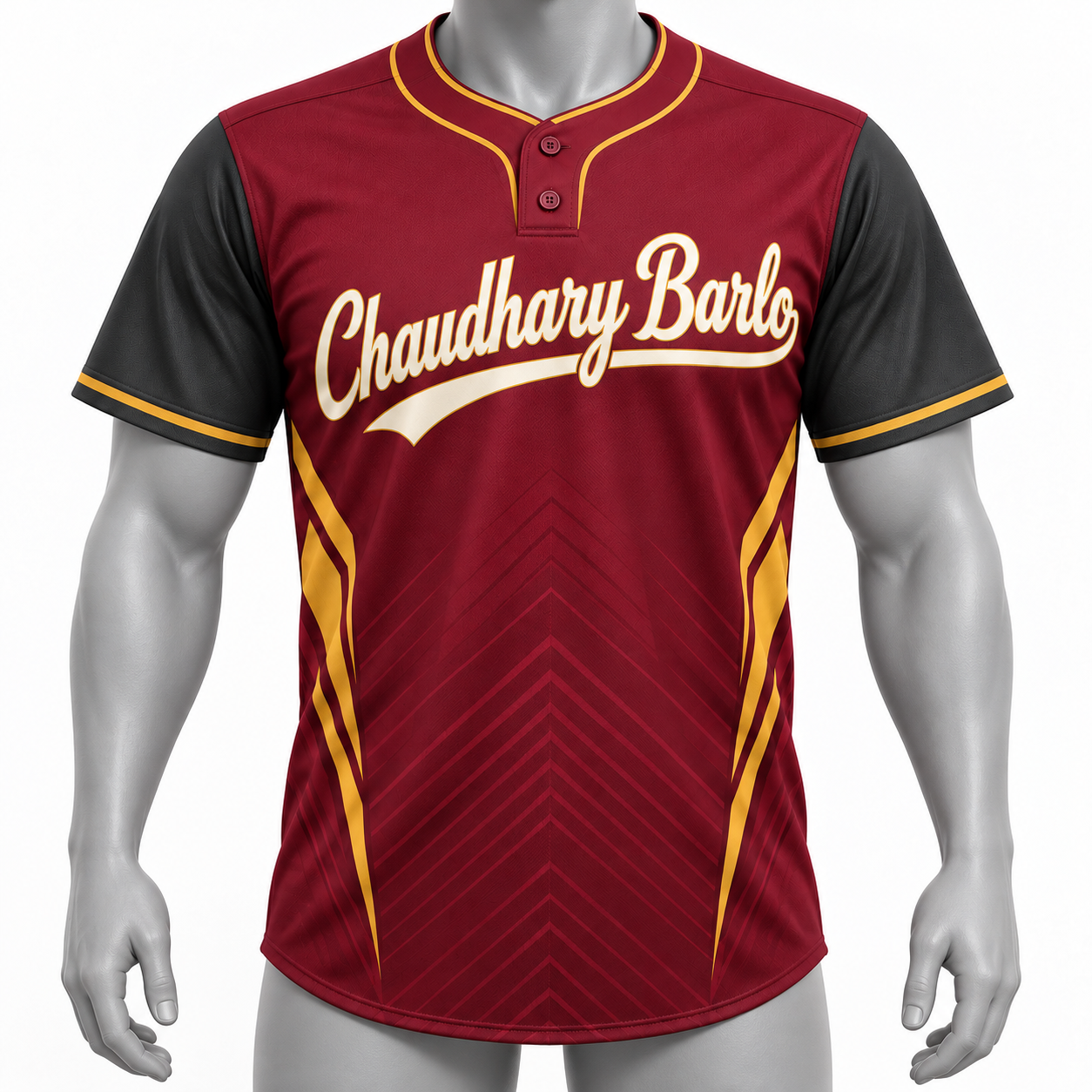 Custom Maroon & Gold Sublimated Two-Button Baseball Jersey – Chaudhary Barlo image 2