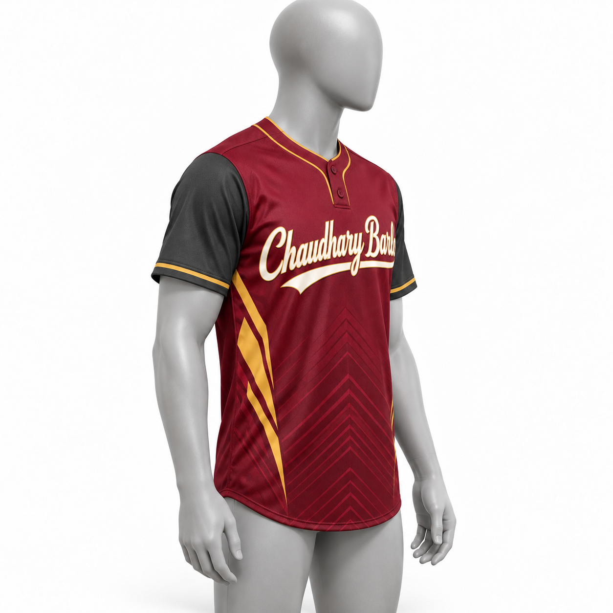 Custom Maroon & Gold Sublimated Two-Button Baseball Jersey – Chaudhary Barlo image 3