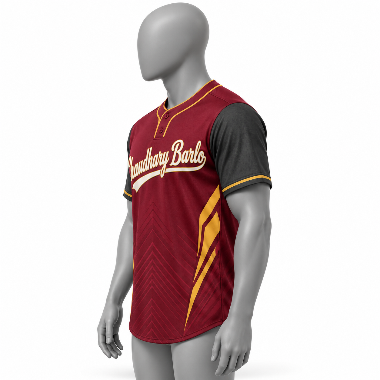 Custom Maroon & Gold Sublimated Two-Button Baseball Jersey – Chaudhary Barlo image 4