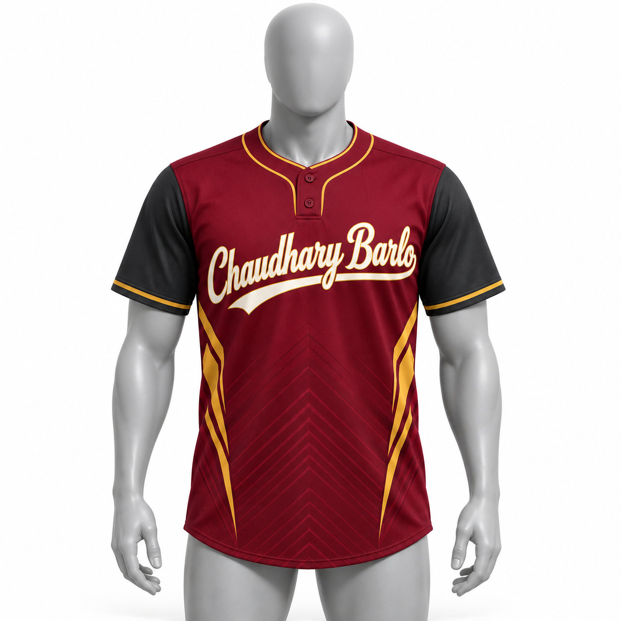 Custom Maroon & Gold Sublimated Two-Button Baseball Jersey – Chaudhary Barlo image 6