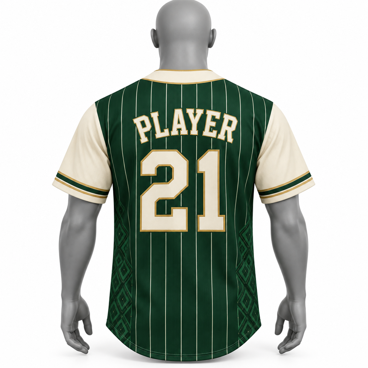 Custom Forest Green & Cream Full-Button Baseball Jersey – Chaudhary Barlo image 3