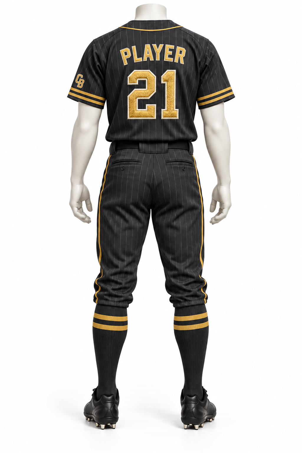 Custom Charcoal & Gold Embroidered Baseball Uniform with Knicker Pants – Chaudhary Barlo image 3