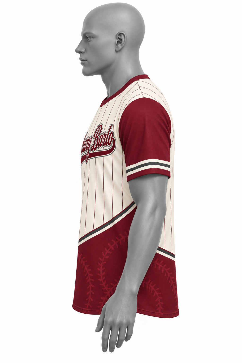 Custom Cream & Burgundy Sublimated Baseball Jersey – Chaudhary Barlo image 2