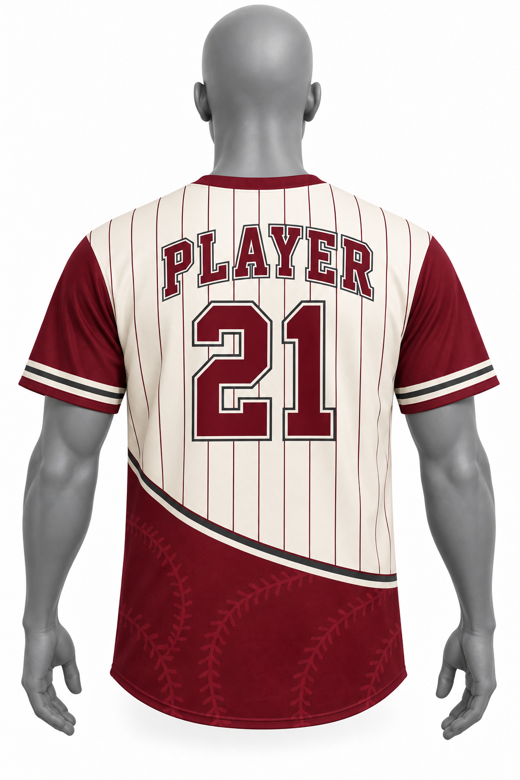 Custom Cream & Burgundy Sublimated Baseball Jersey – Chaudhary Barlo image 3