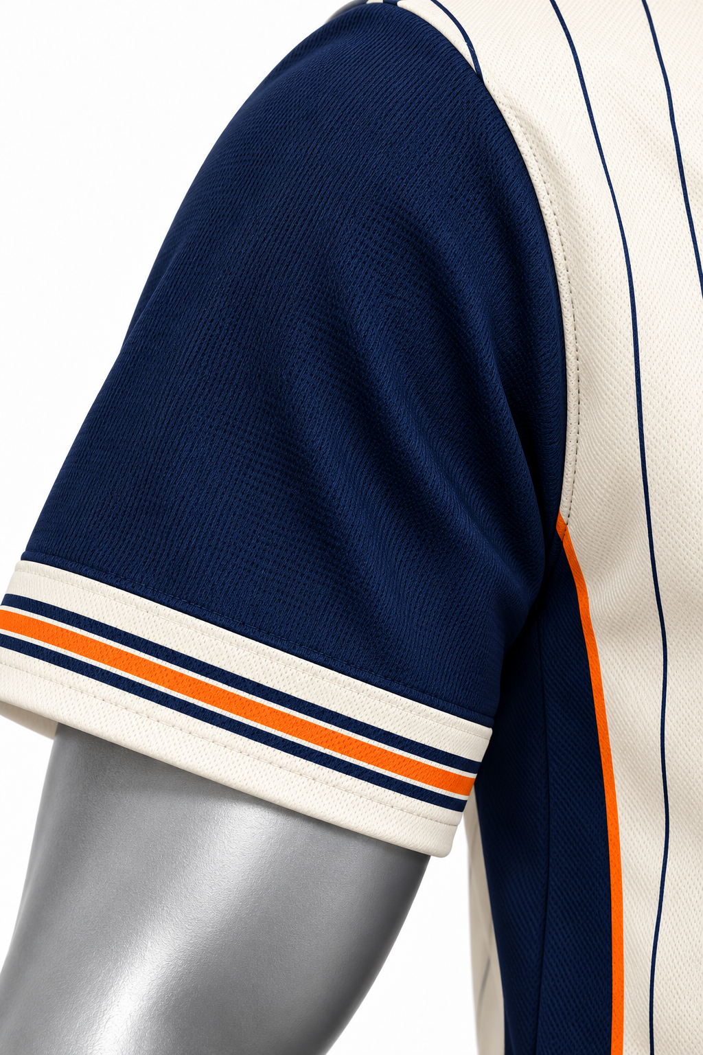 Custom Cream & Navy Pinstripe Sublimated Baseball Jersey – Chaudhary Barlo image 2
