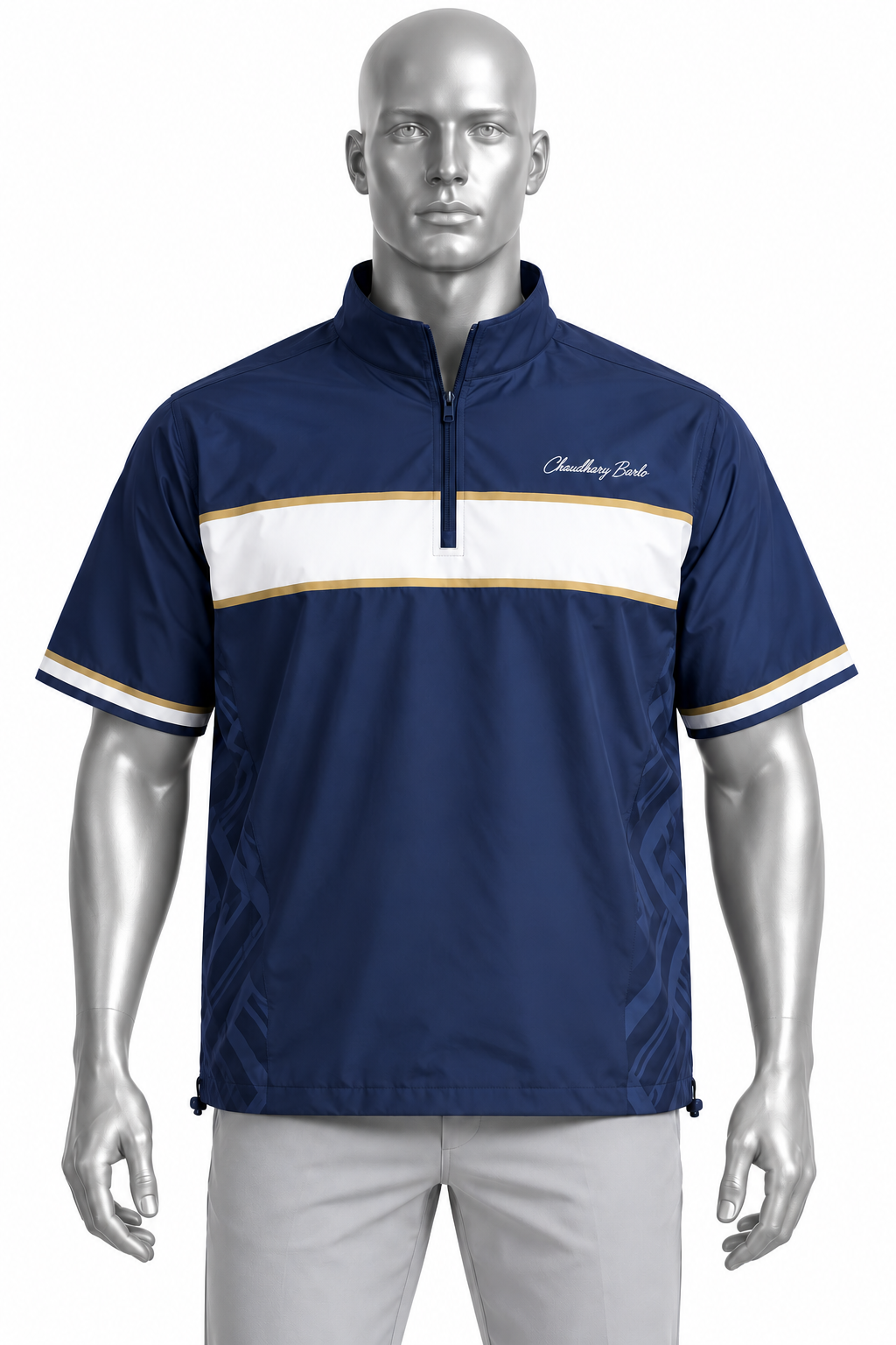 Navy White & Gold Sublimated Baseball Coach Pullover – Chaudhary Barlo image 6