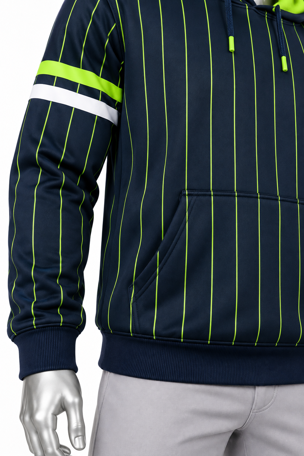 Custom Navy & Lime Pinstripe Baseball Hoodie – Chaudhary Barlo