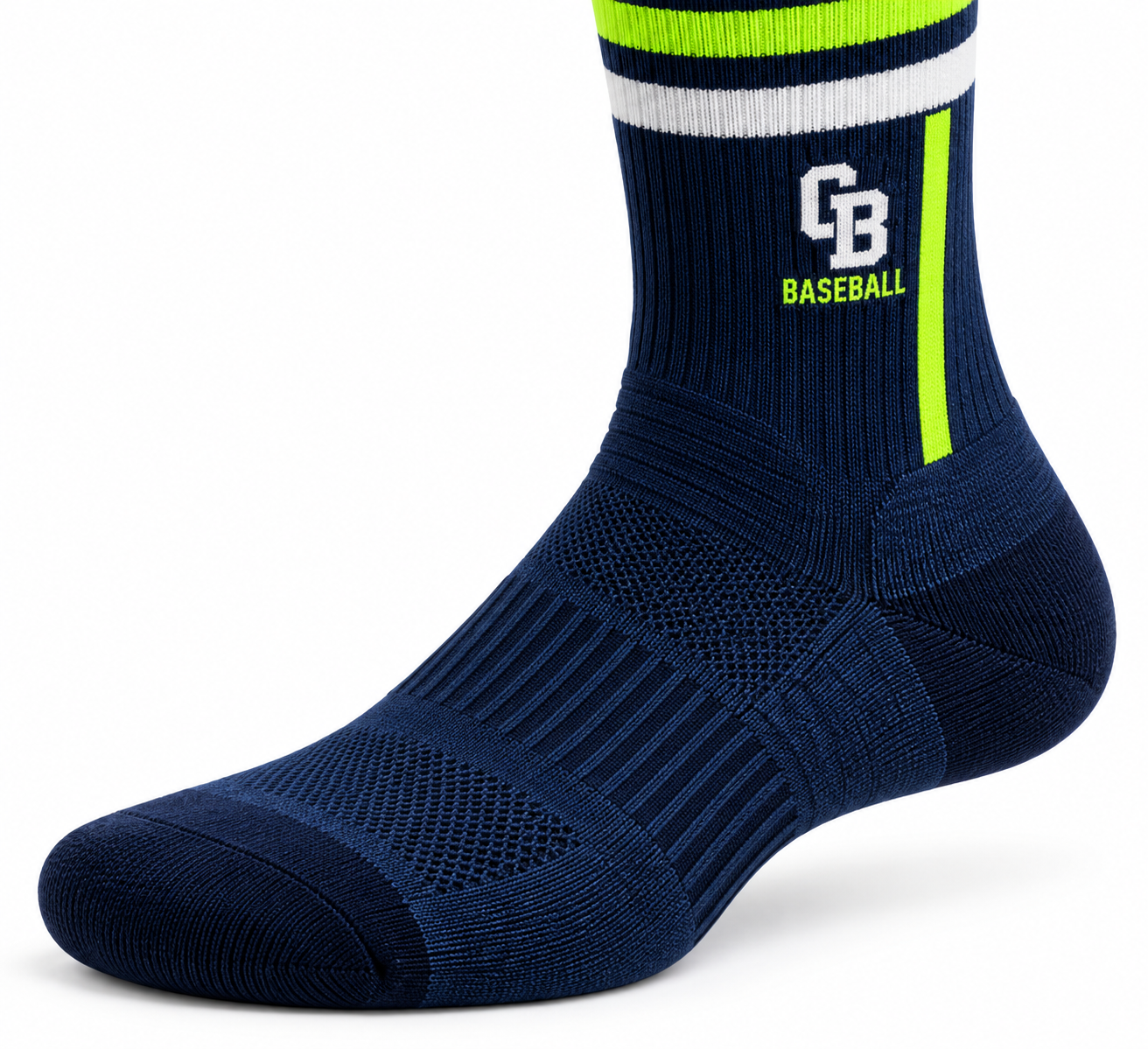 Custom Navy & Lime Knee-High Baseball Socks – Chaudhary Barlo image 2