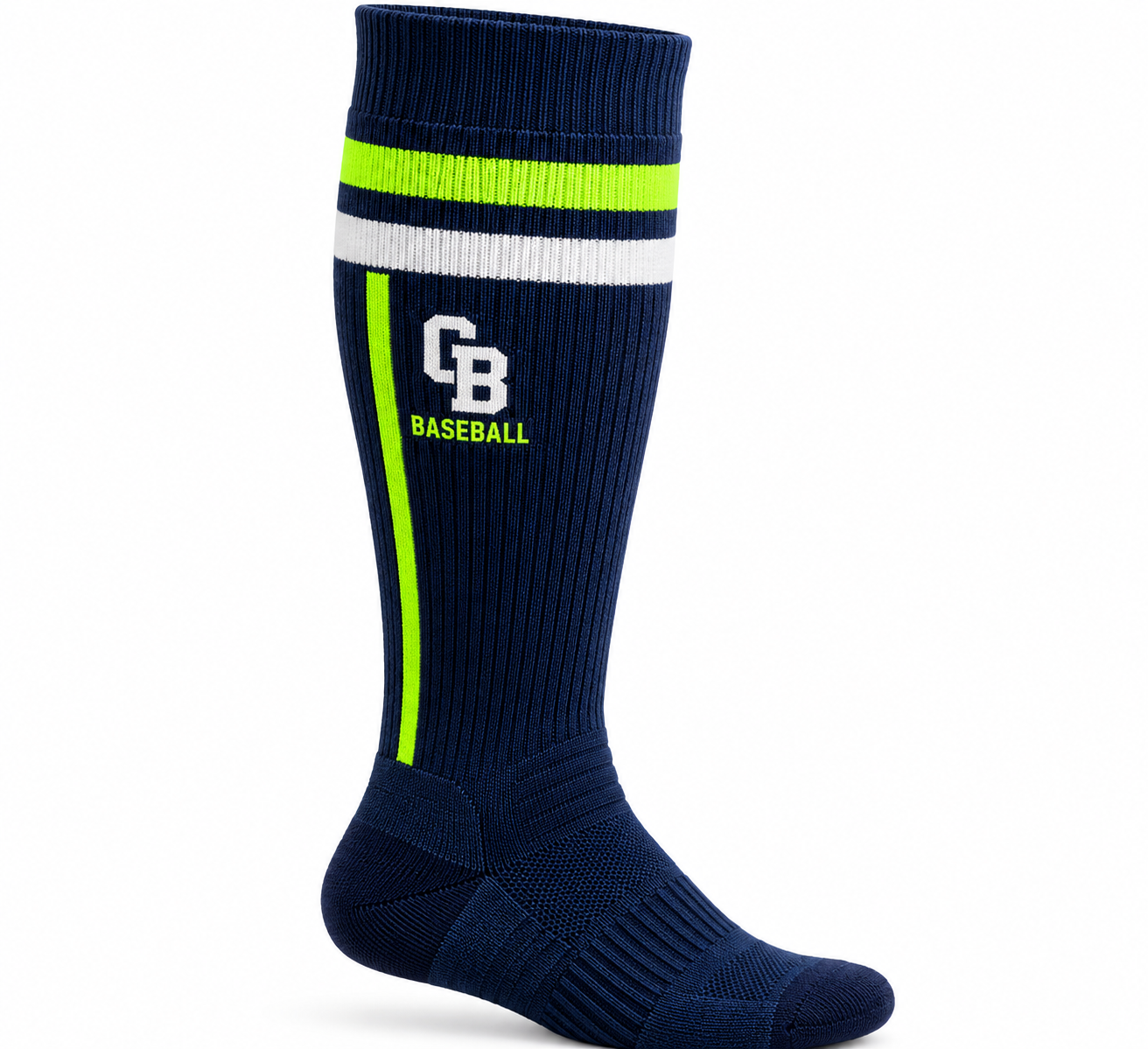 Custom Navy & Lime Knee-High Baseball Socks – Chaudhary Barlo image 3
