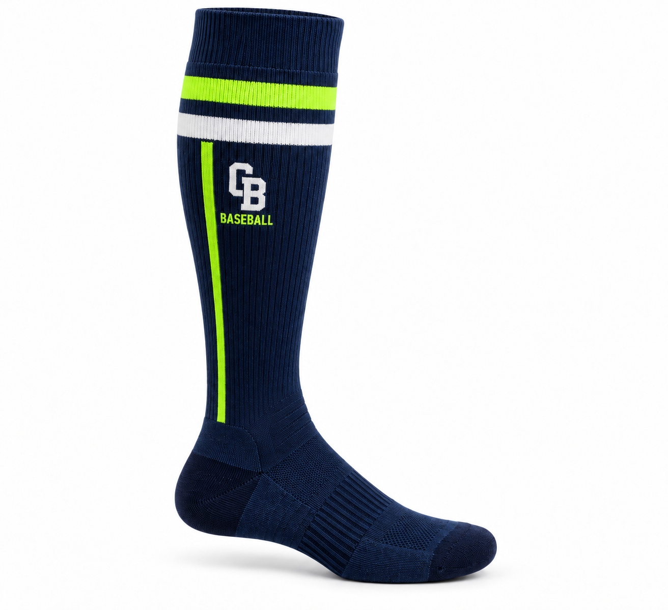 Custom Navy & Lime Knee-High Baseball Socks – Chaudhary Barlo image 4