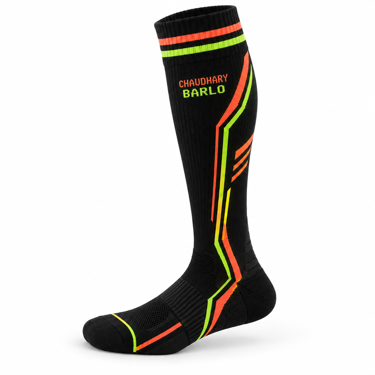 Custom Black & Neon Knee-High Baseball Socks – Chaudhary Barl image 4