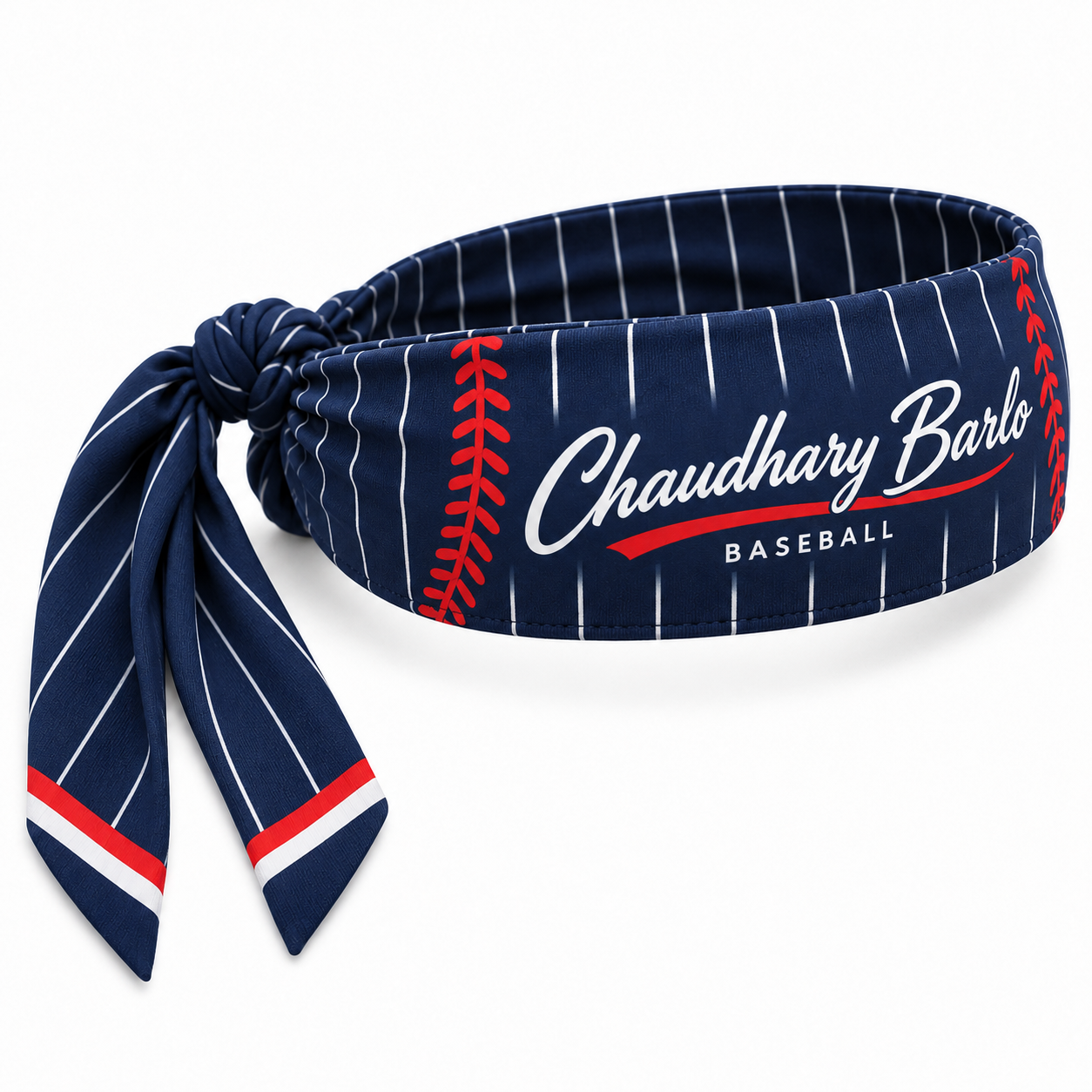 Custom Navy Pinstripe Baseball Tie Headband – Chaudhary Barlo image 3