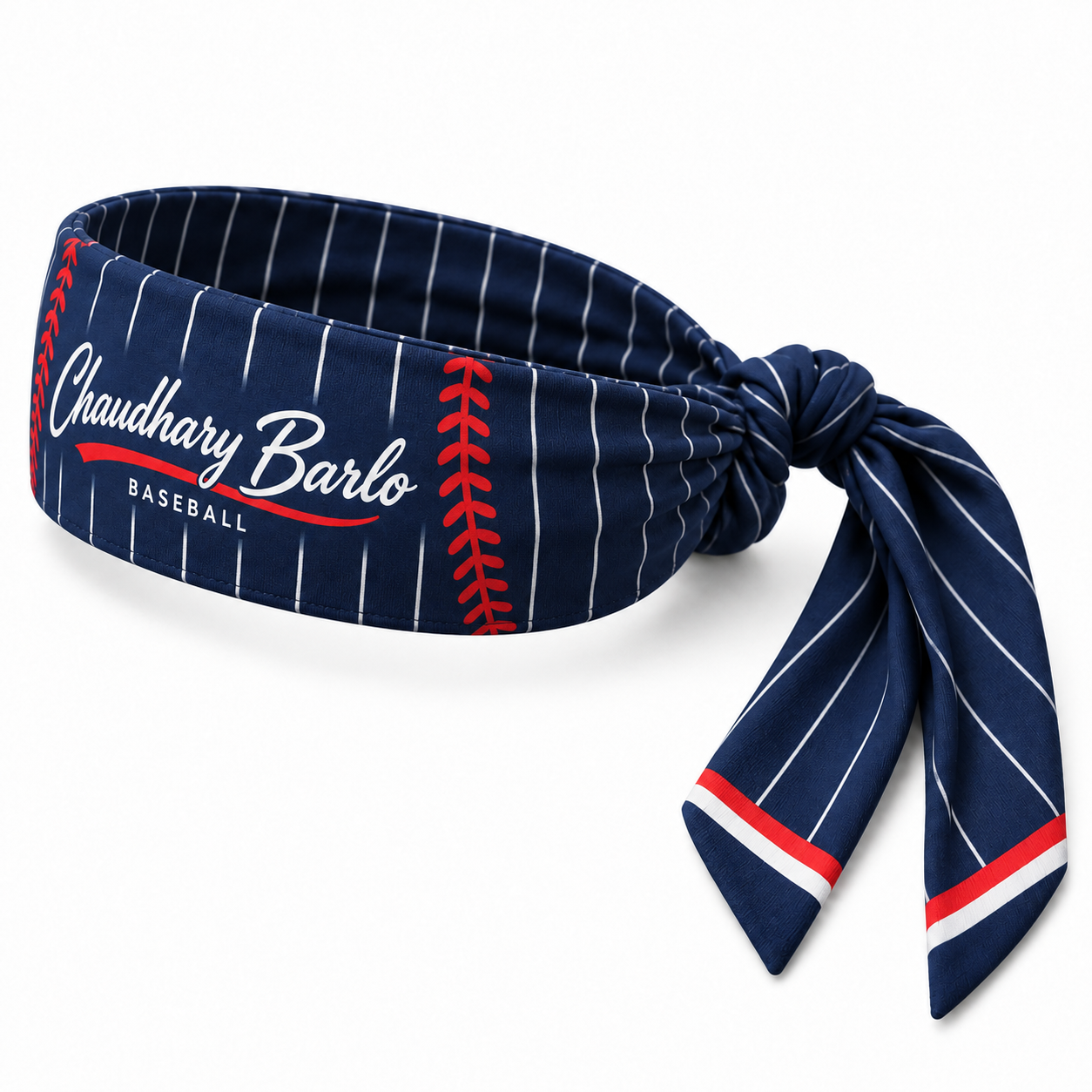 Custom Navy Pinstripe Baseball Tie Headband – Chaudhary Barlo image 4