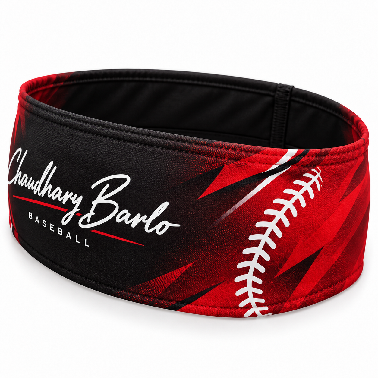 Custom Black & Red Sublimated Baseball Headband – Chaudhary Barlo image 2