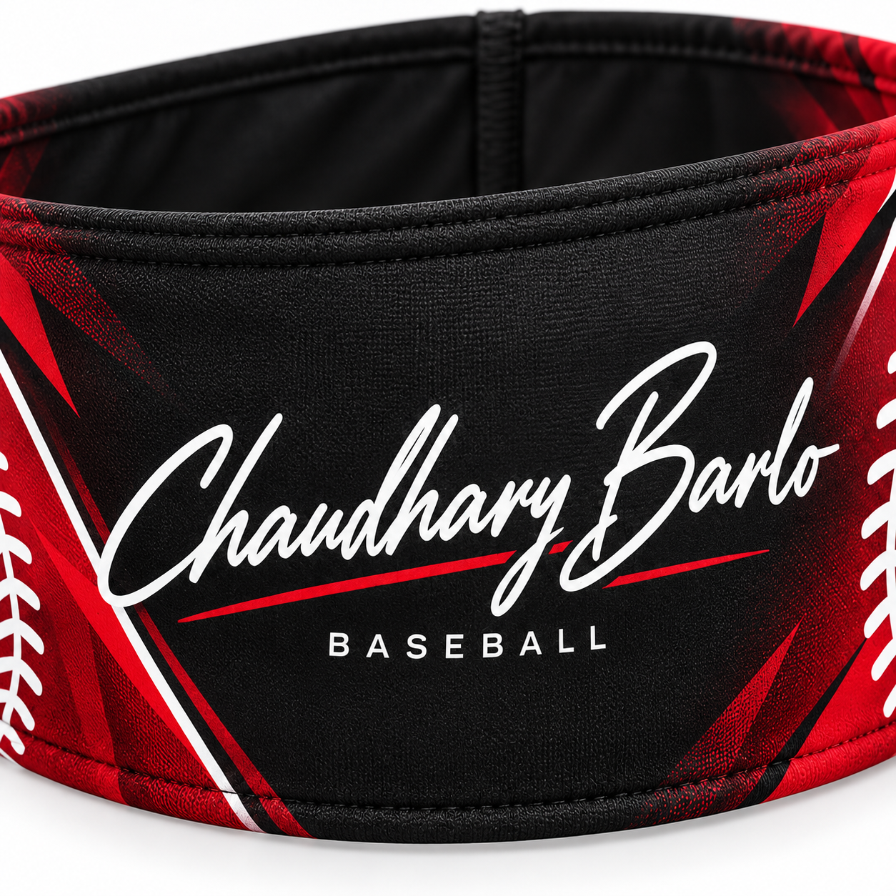 Custom Black & Red Sublimated Baseball Headband – Chaudhary Barlo image 3