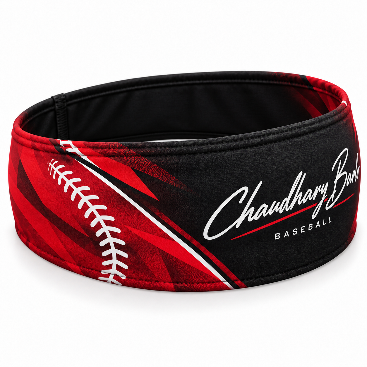 Custom Black & Red Sublimated Baseball Headband – Chaudhary Barlo image 4