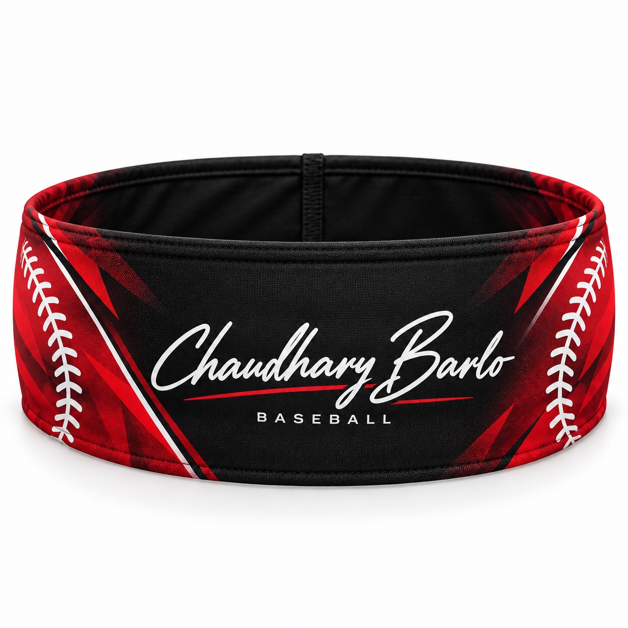 Custom Black & Red Sublimated Baseball Headband – Chaudhary Barlo image 6