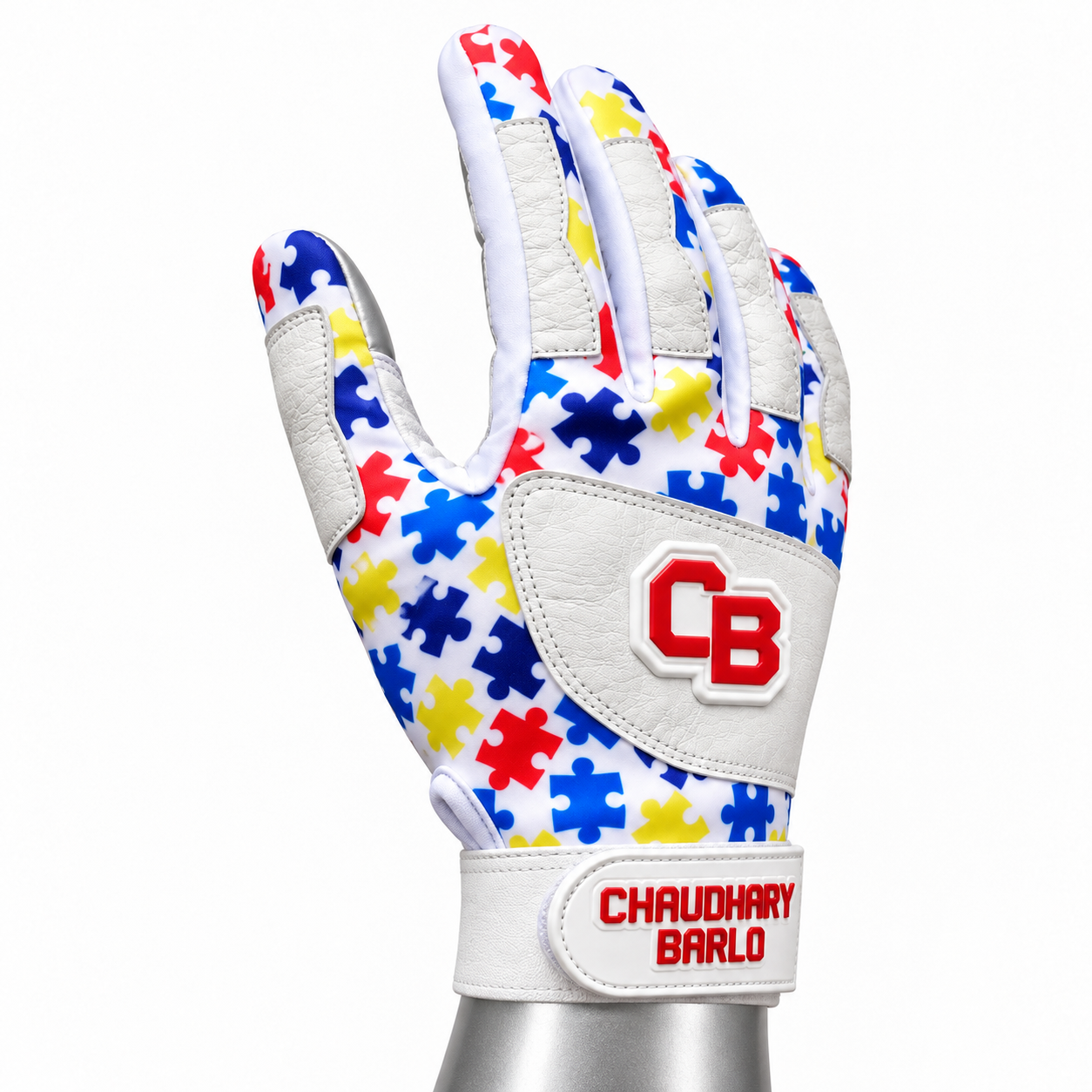 Custom Puzzle Print Leather Baseball Batting Gloves – Chaudhary Barlo image 3