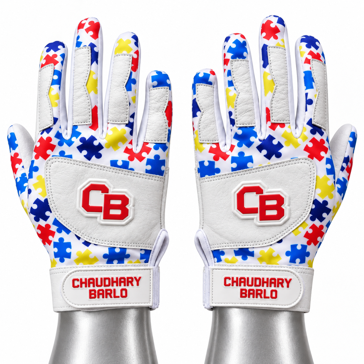 Custom Puzzle Print Leather Baseball Batting Gloves – Chaudhary Barlo image 4