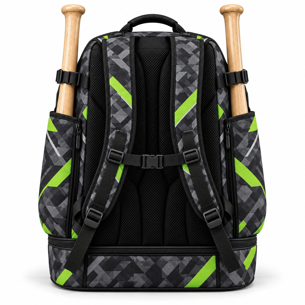 Custom Camo Baseball Backpack – Charcoal & Lime Green | Chaudhary Barlo image 4